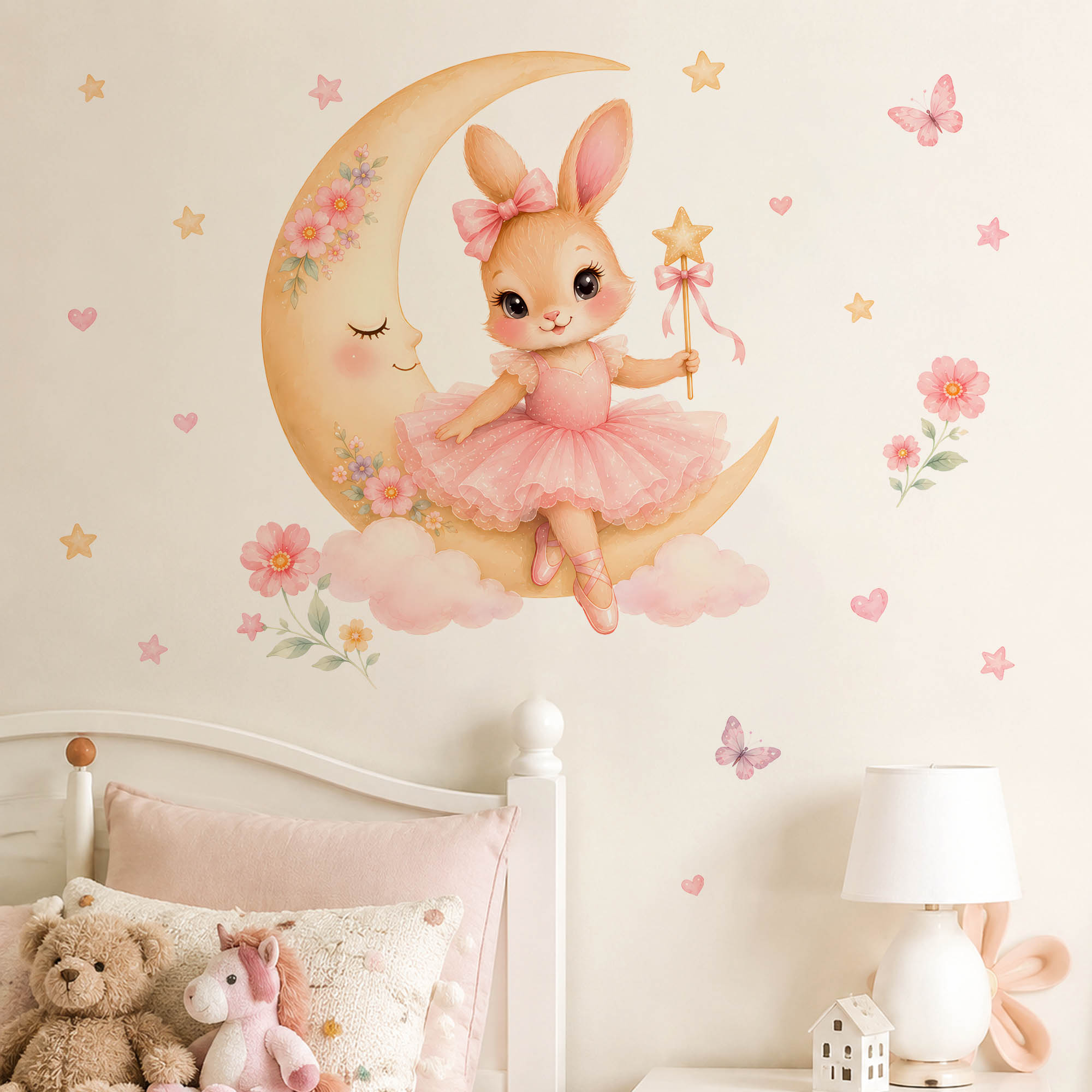 Baby Nursery Decor Ideas - Pegatinas de Pared de Conejita Bailarina