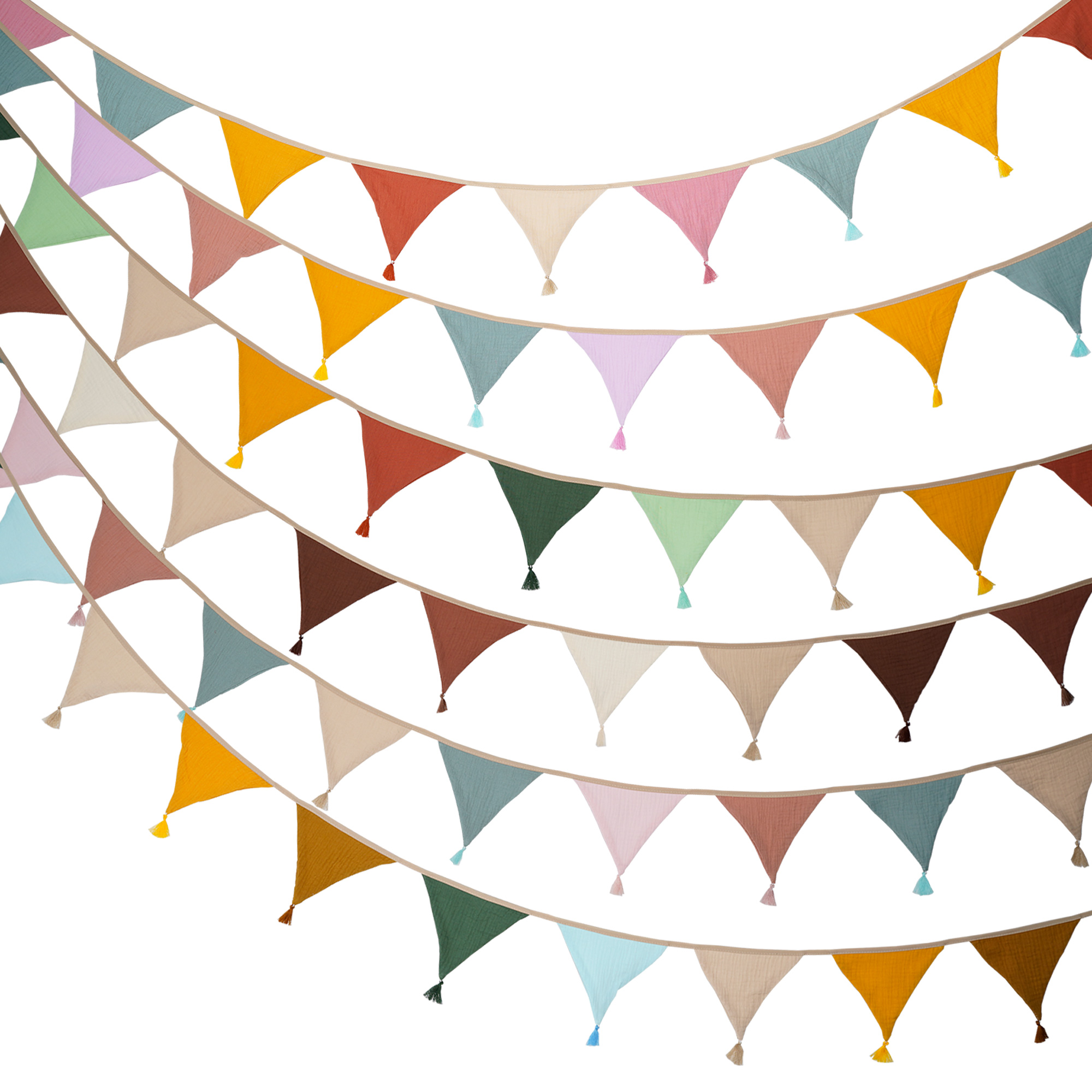 Baby Nursery Bunting - Banderines triangulares con borlas para decoración