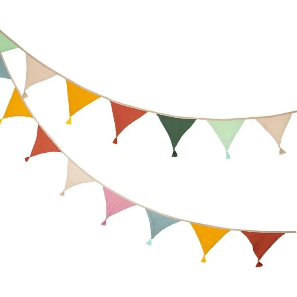 Baby Nursery Bunting - 20 Banderines de Tela Multicolor para