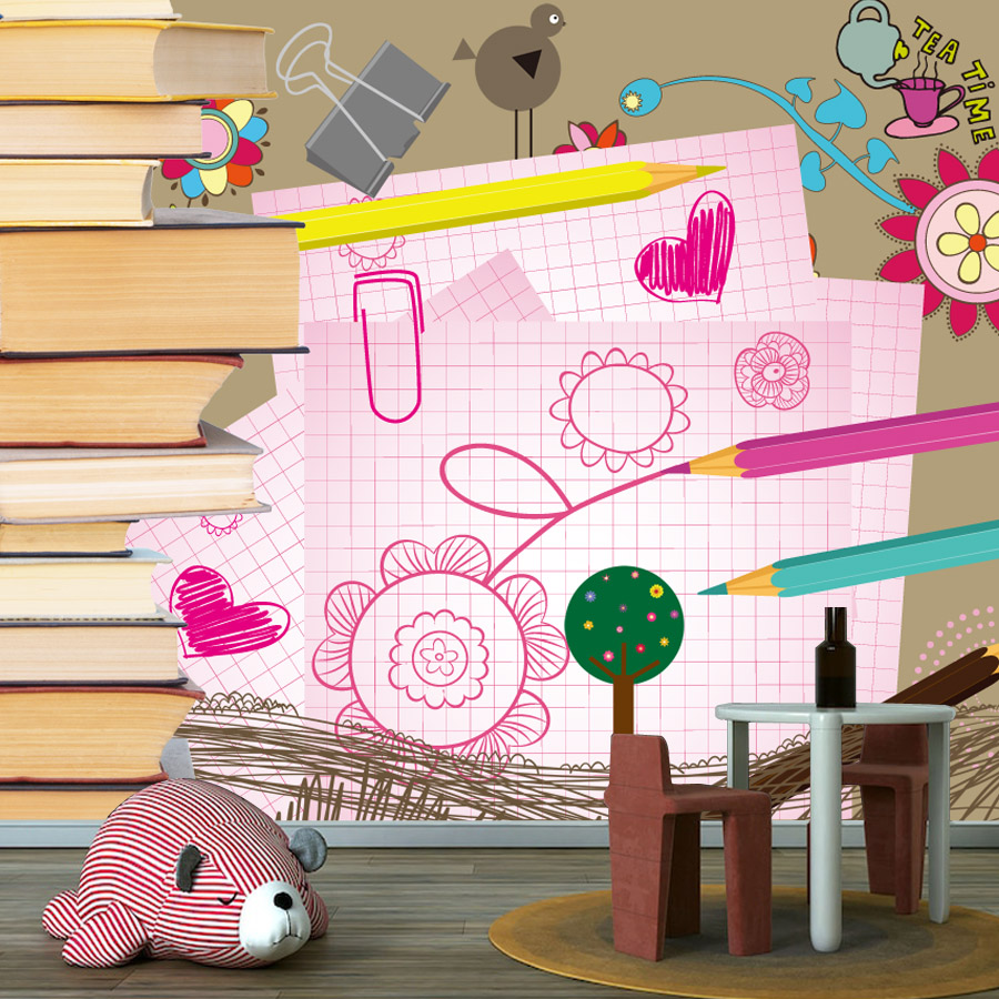 Baby Nursery Peel And Stick Wallpaper - Dibujo de libros de dibujos animados,