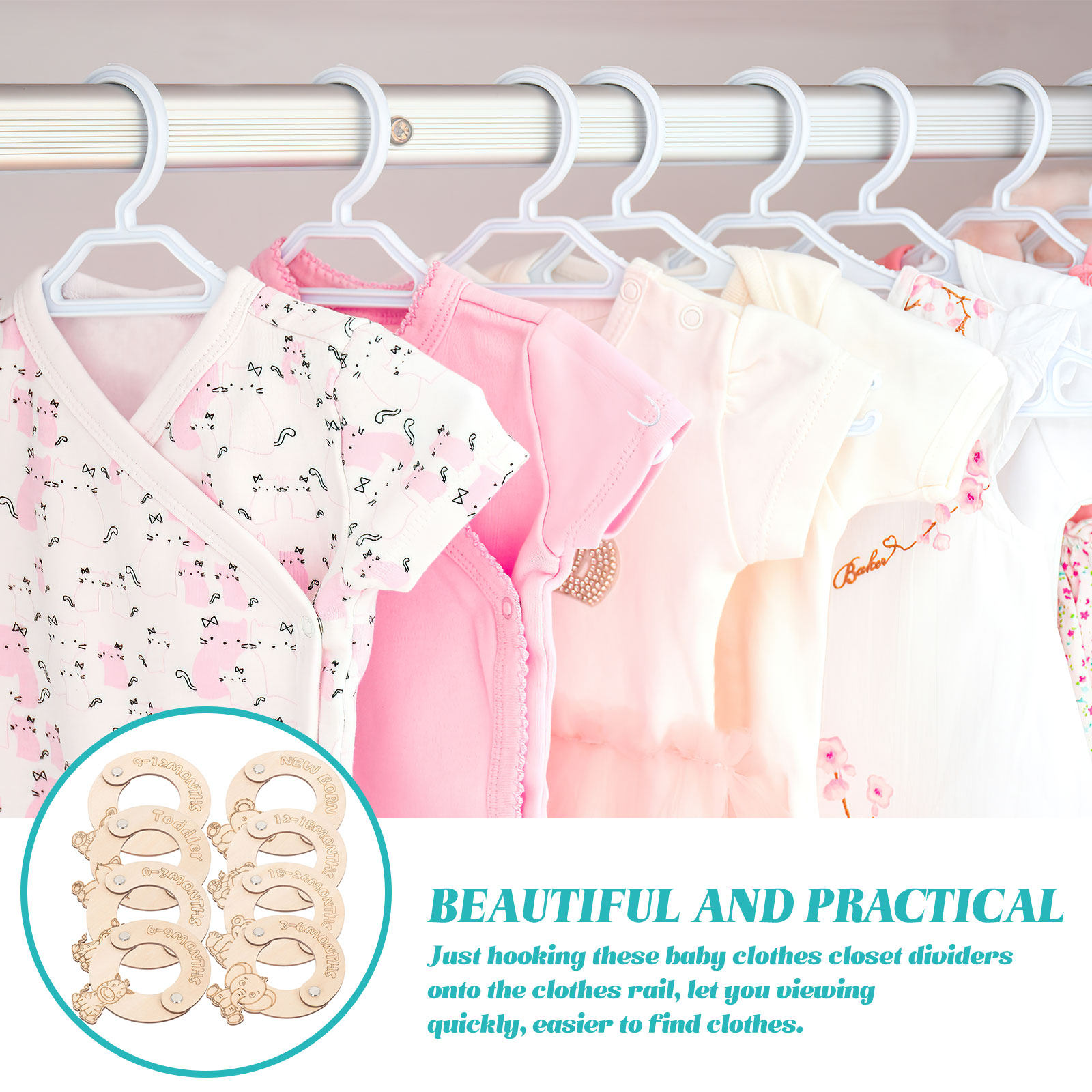 Baby Nursery Wardrobe - 8 Divisores de Tallas para Ropa