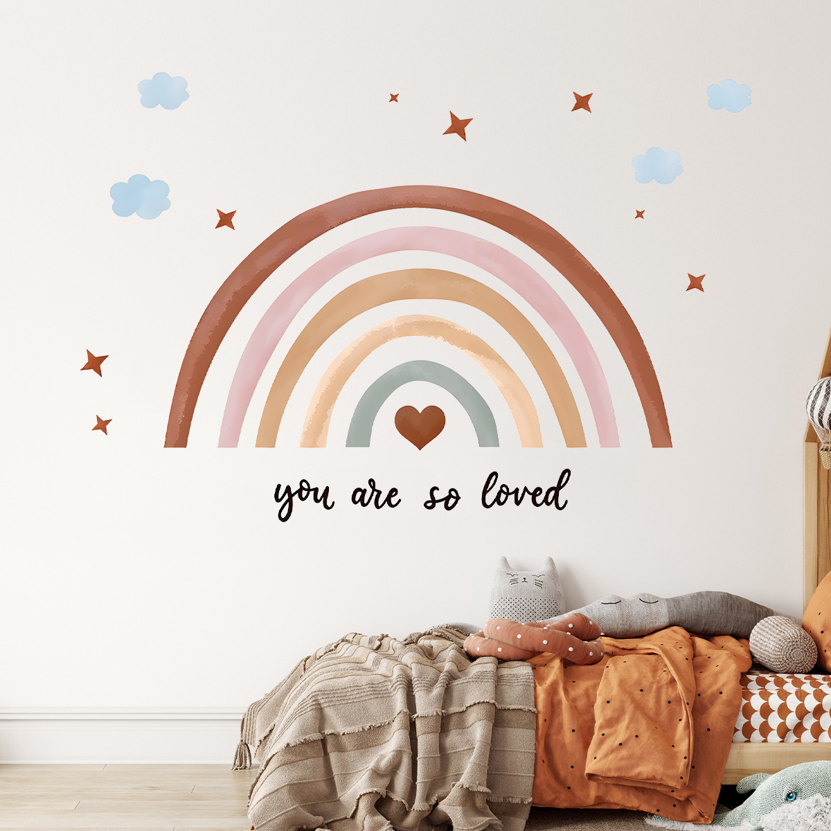 Baby Nursery Peel And Stick Wallpaper - Adhesivo de pared de arcoíris bohemio,
