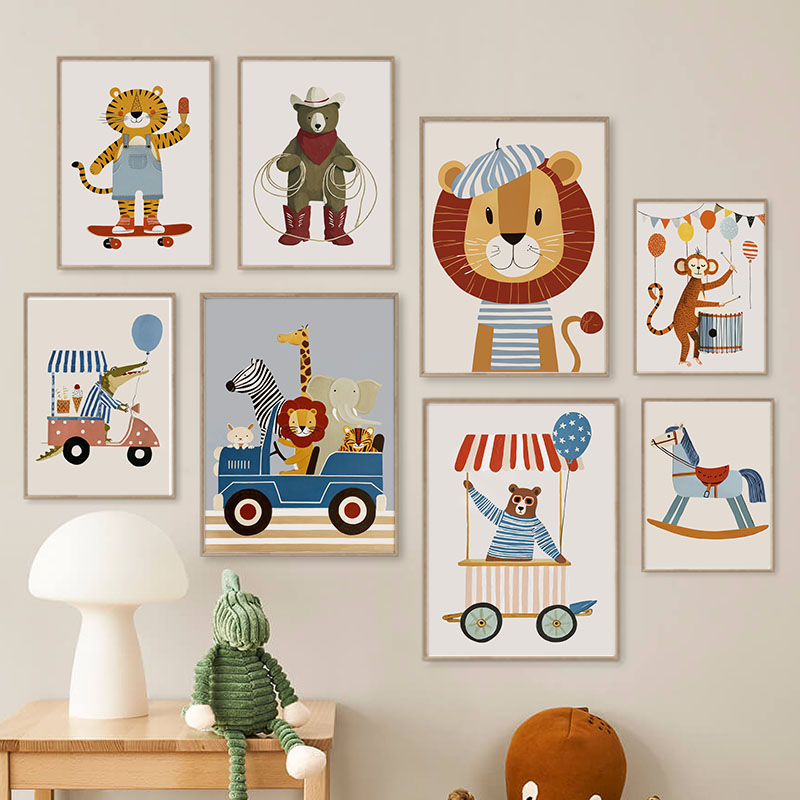 Baby Nursery Modern - Divertidos Cuadros de Dibujos Animados de