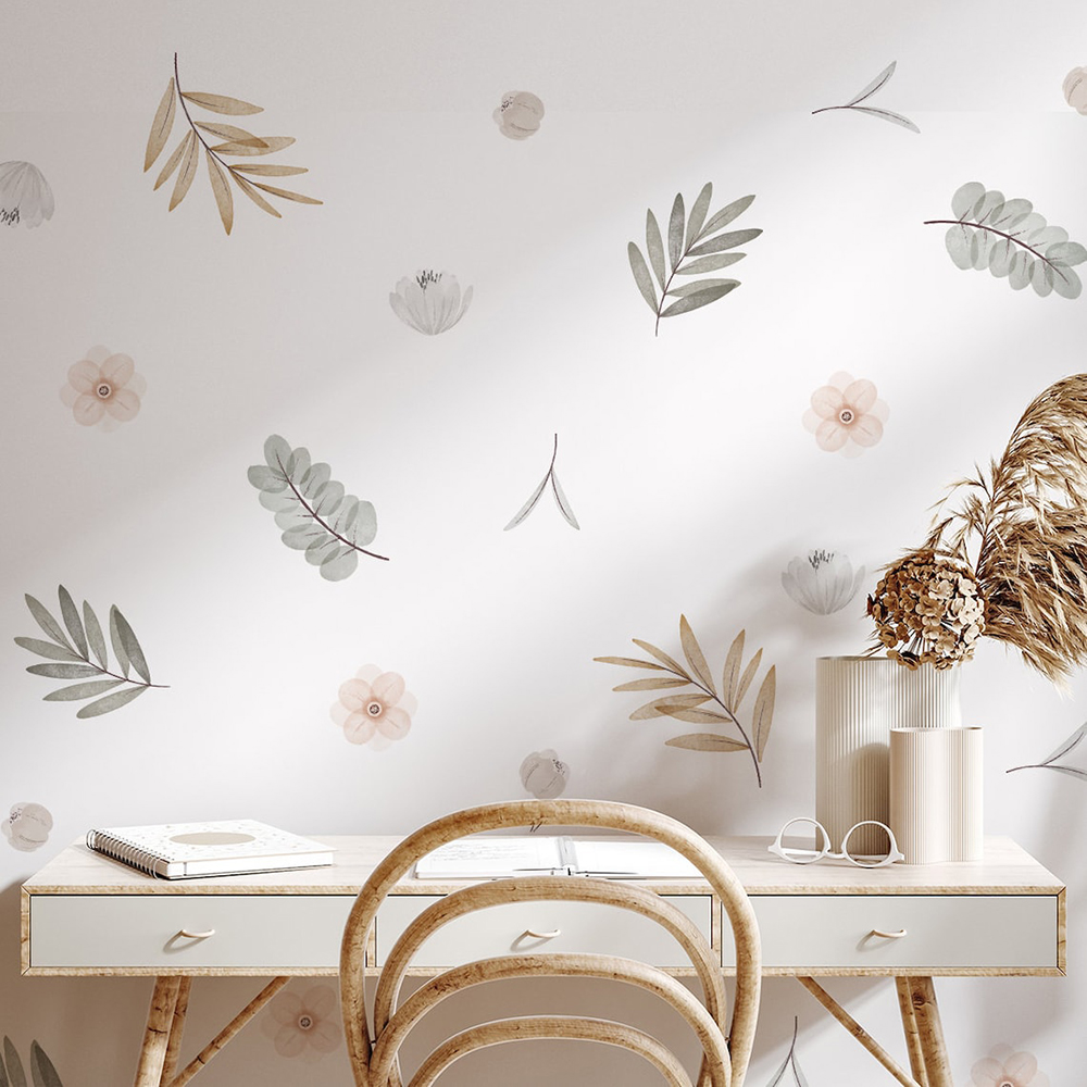 Baby Nursery Decor Ideas - Calcomanías de pared botánicas de hojas