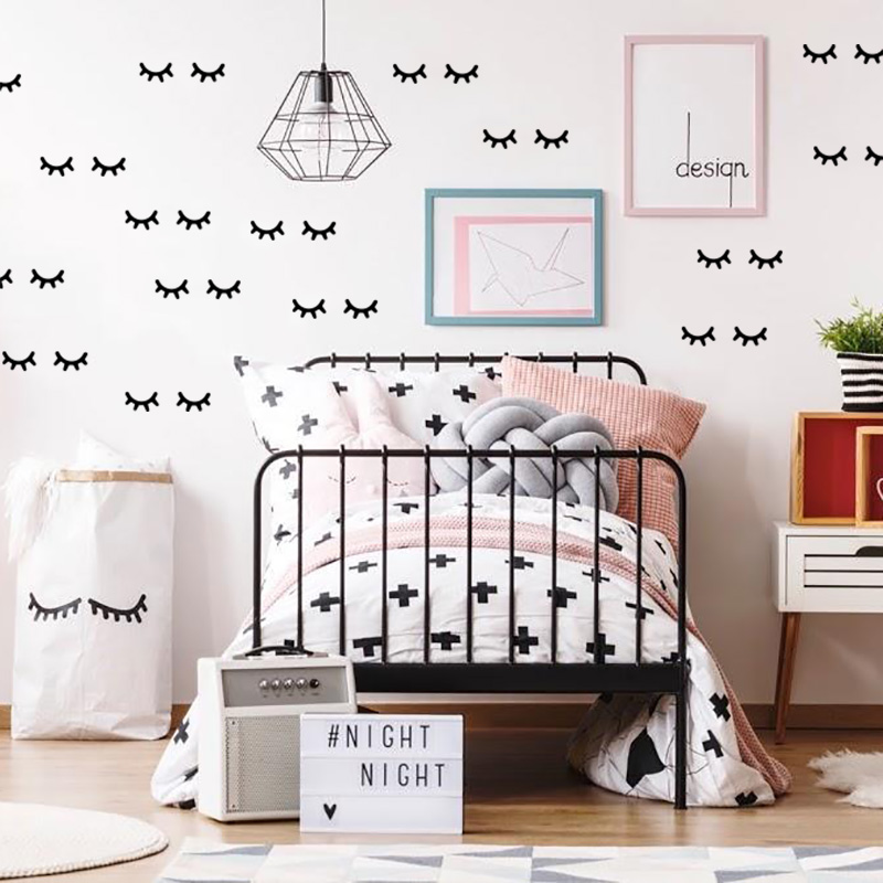 Baby Nursery Decor Ideas - Pegatinas de pared de pestañas para