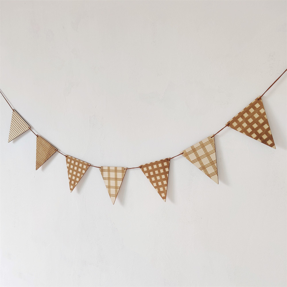 Baby Nursery Bunting - Bandera triangular de madera nórdica para