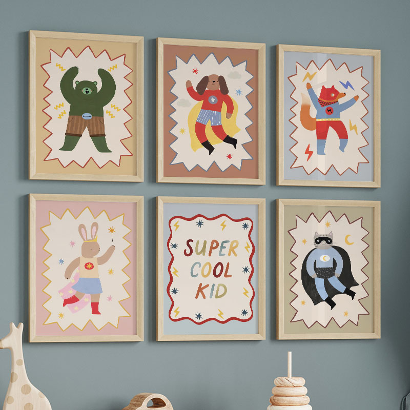 Baby Nursery Modern - Divertidos dibujos animados, arte de pared