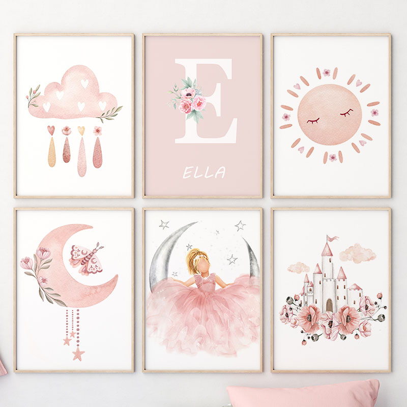 Ángel rosa niña sol Luna nube  - Baby Nursery Modern reseña y precio