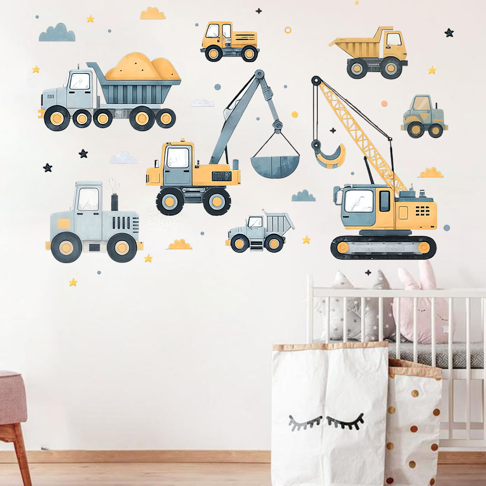 Juego de vehículos excavadoras - Baby Nursery Wall Mural reseña y precio