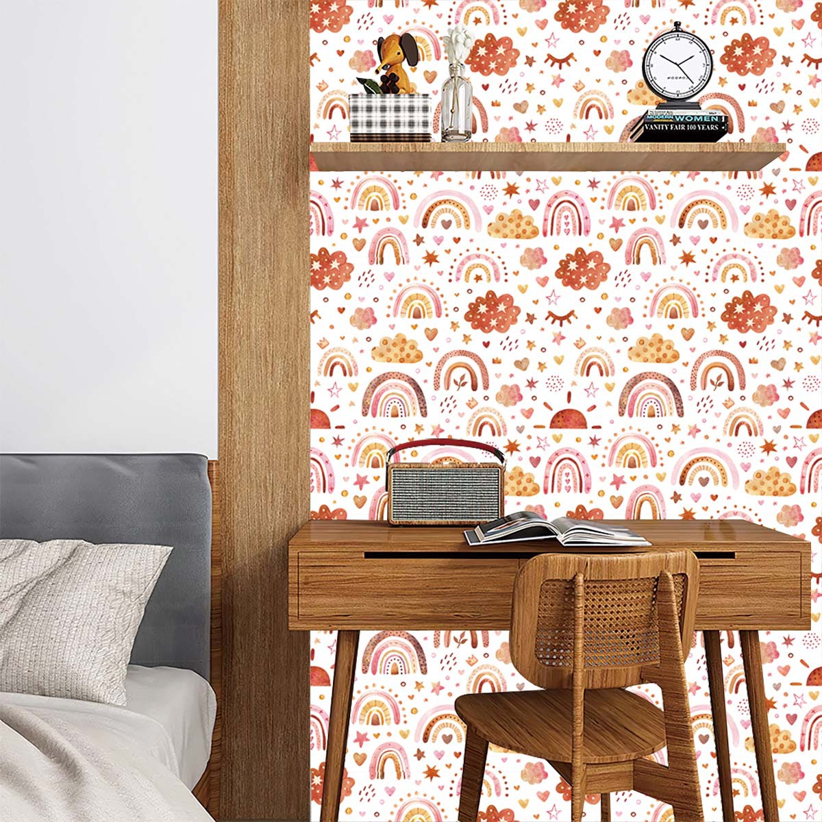 Papel tapiz de arcoíris para p - Baby Nursery Peel And Stick Wallpaper reseña y precio
