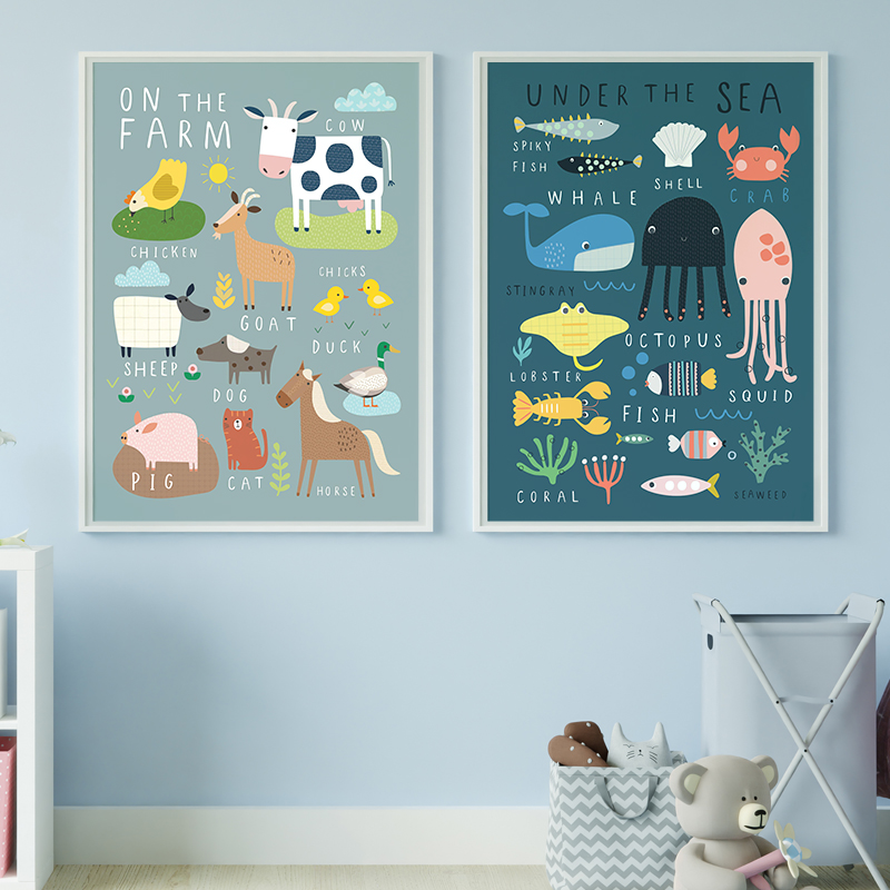 Impresión con diseño de mar y  - Baby Nursery Under The Sea reseña y precio