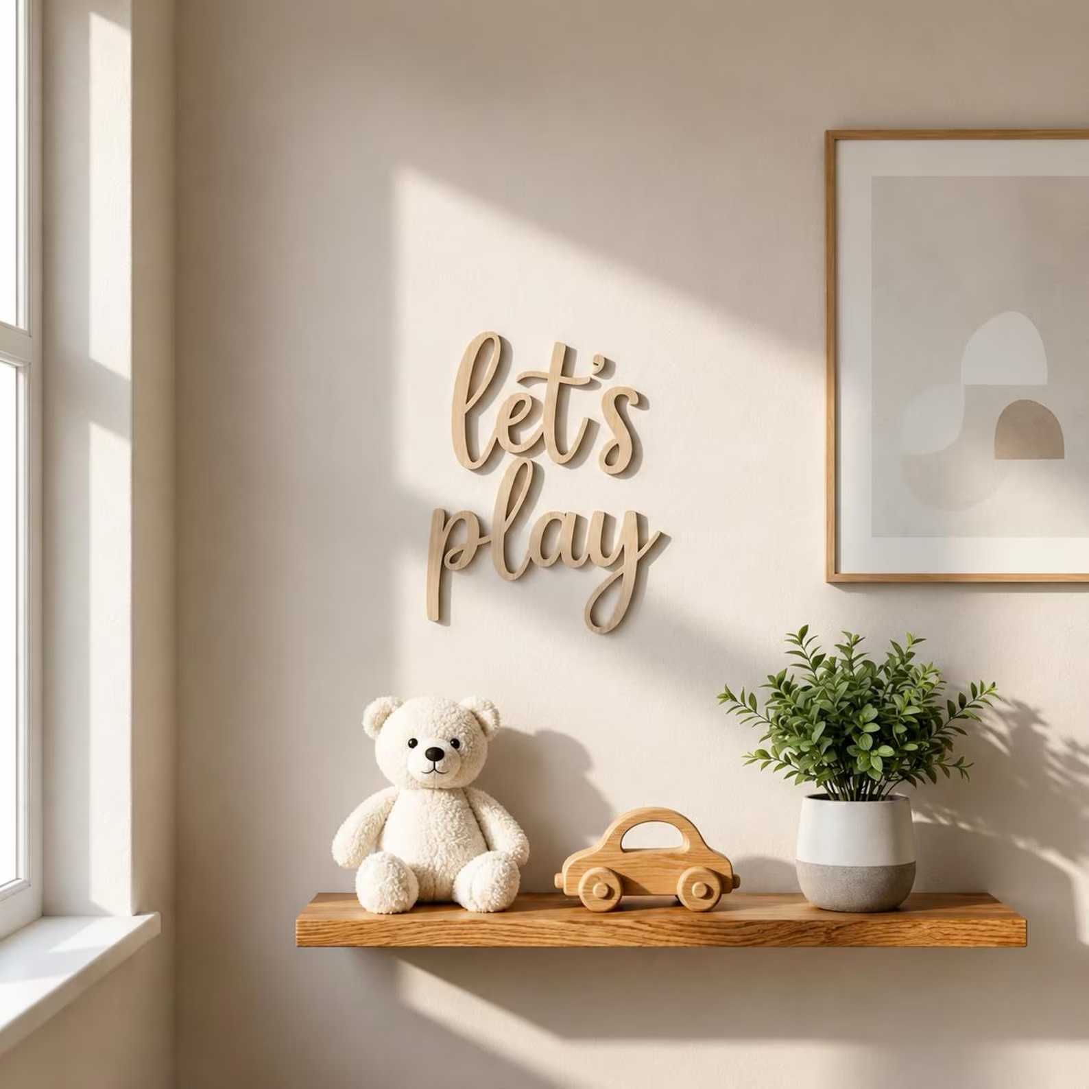 Letrero de Madera 'Let's Play' - Baby Nursery Toy reseña y precio