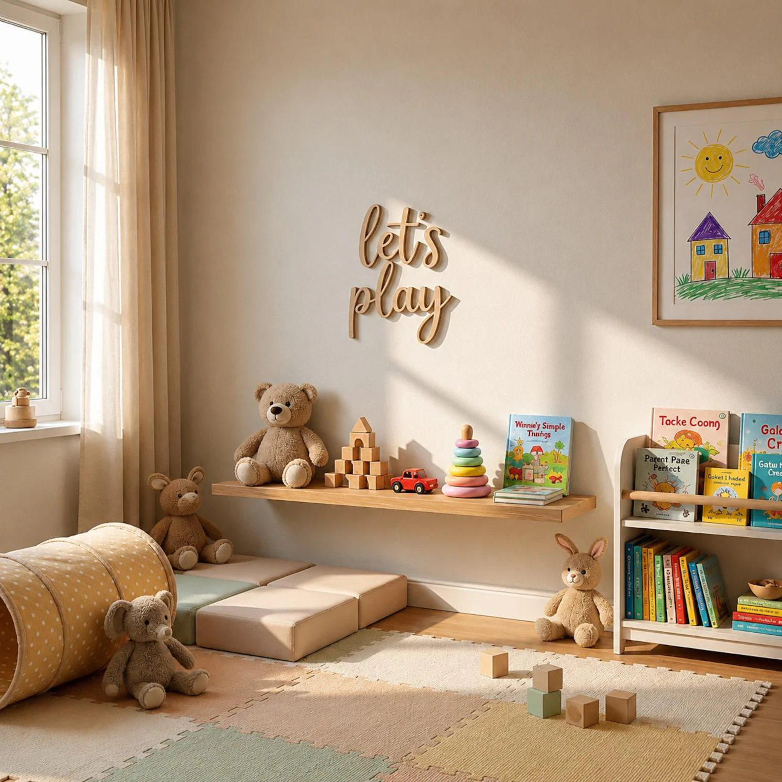 Letrero de Madera 'Let's Play' - Baby Nursery Toy reseña y precio