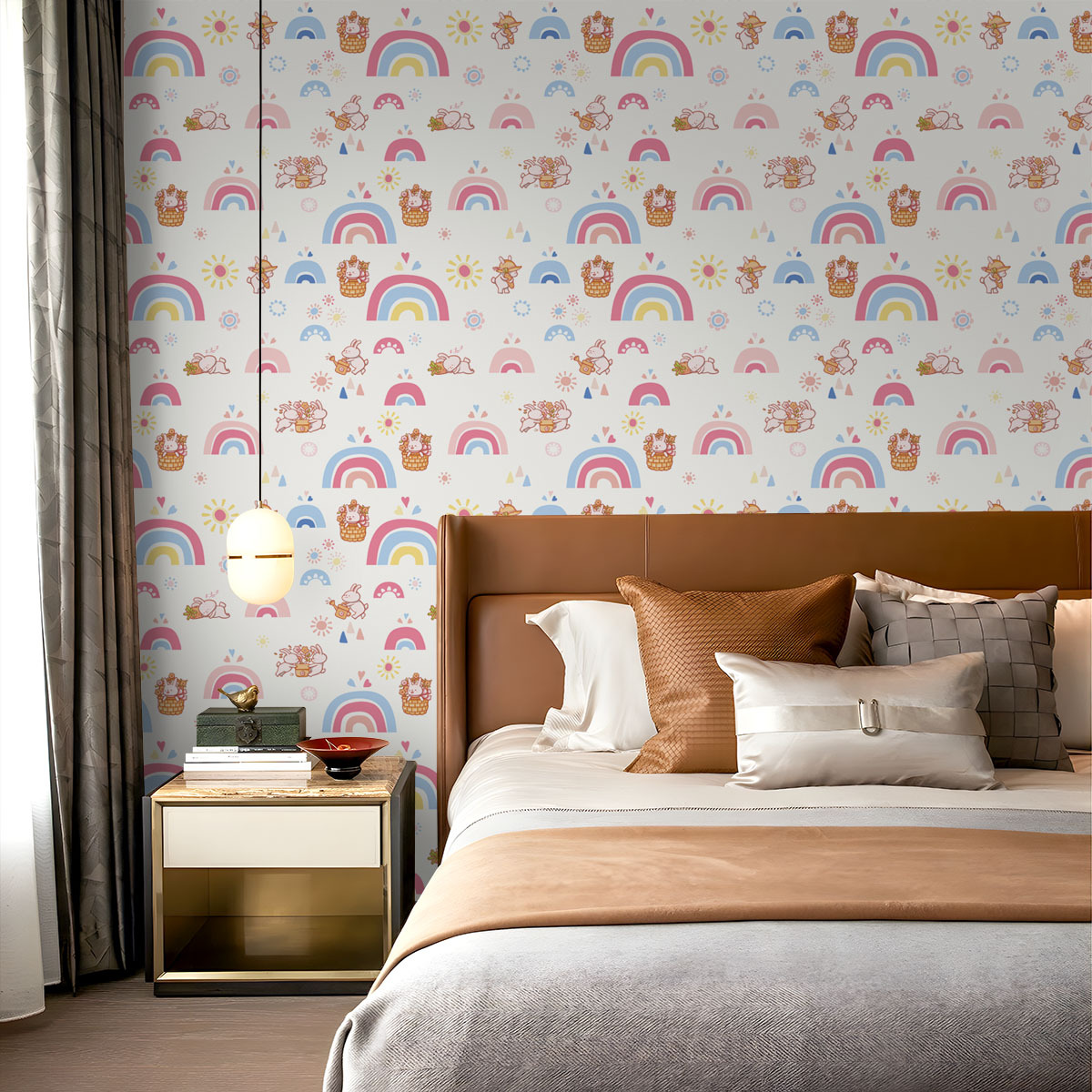 Papel tapiz bohemio de arcoíri - Baby Nursery Peel And Stick Wallpaper reseña y precio