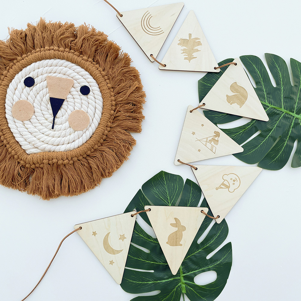 Bandera triangular de madera n - Baby Nursery Bunting reseña y precio