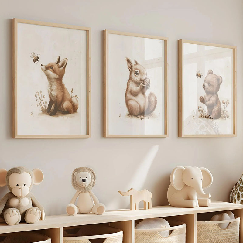 Póster de Animales: Oso, Conej - Baby Nursery Modern reseña y precio