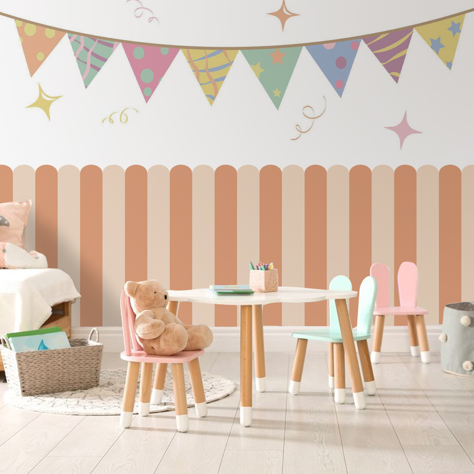 Papel tapiz de arco de rayas v - Baby Nursery Wall Mural reseña y precio